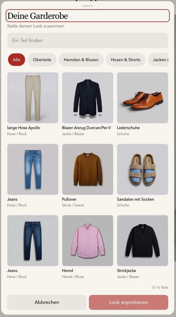 Customer Wardrobe, Deine Garderobe: Teile aus dem eigenen Kleiderschrank zum Kombinieren